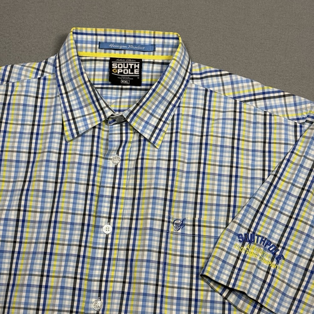Southpole Authentic Collection Button Shirt Mens XXL 2XL Hexagon Product Y2K